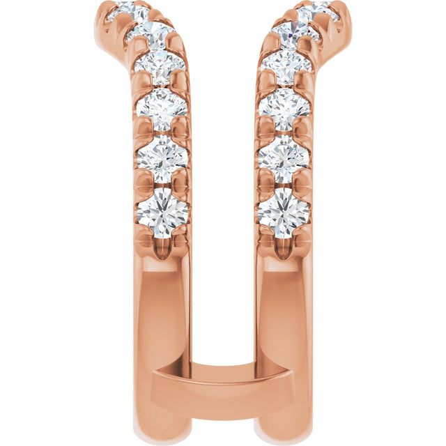 14K Gold Round Natural Diamond French-Set Ring Guard - Rose Gold - view 4