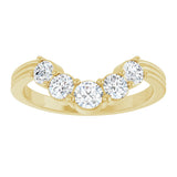 14K Gold Round Natural Diamond Contour Band – 2.7-3.5mm Stones - Yellow Gold - view 3