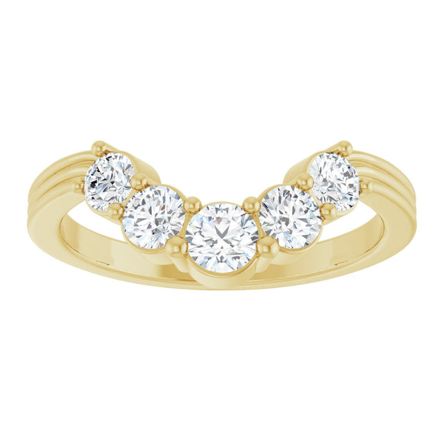 14K Gold Round Natural Diamond Contour Band – 2.7-3.5mm Stones - Yellow Gold - view 3