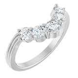 14K Gold Round Natural Diamond Contour Band – 2.7-3.5mm Stones - White Gold