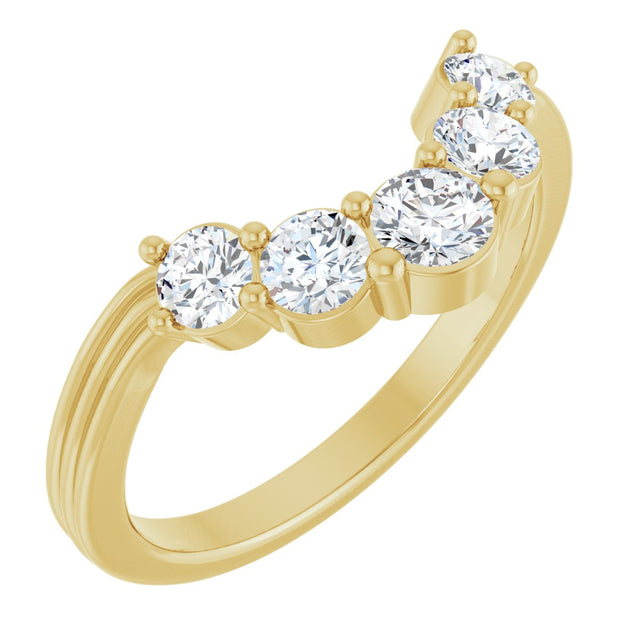 14K Gold Round Lab-Grown Diamond Contour Band – 2.7-3.5mm Stones - Yellow Gold