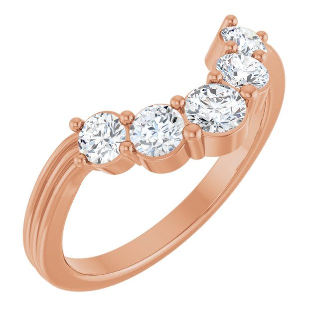 14K Gold Round Lab-Grown Diamond Contour Band – 2.7-3.5mm Stones - Rose Gold