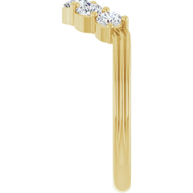 14K Gold Round Lab-Grown Diamond Contour Band – 2.7-3.5mm Stones - Yellow Gold - view 4