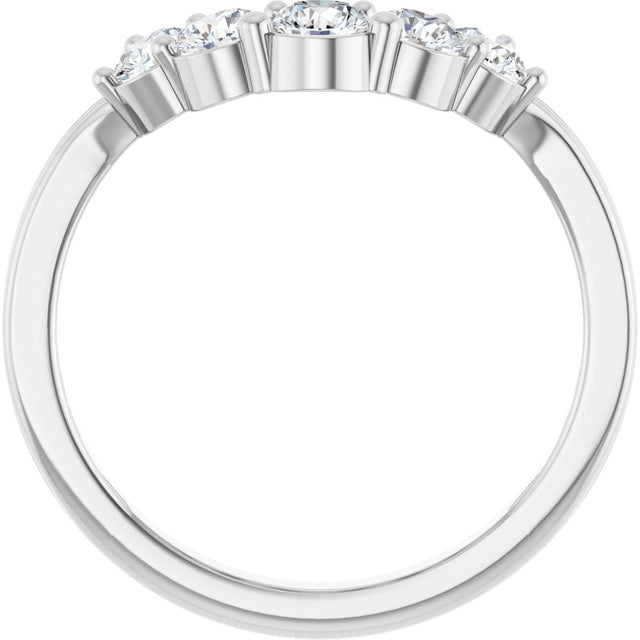 Platinum Round Natural Diamond Contour Band – 2.7-3.5mm Stones - view 2