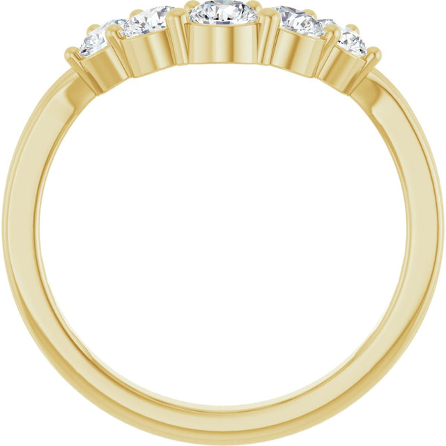 14K Gold Round Lab-Grown Diamond Contour Band – 2.7-3.5mm Stones - Yellow Gold - view 2
