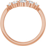 14K Gold Round Natural Diamond Contour Band – 2.7-3.5mm Stones - Rose Gold - view 2