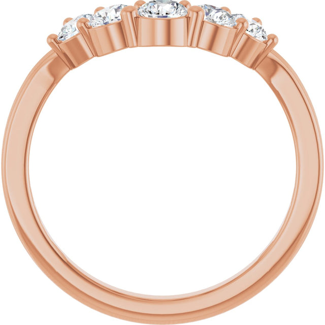 14K Gold Round Lab-Grown Diamond Contour Band – 2.7-3.5mm Stones - Rose Gold - view 2