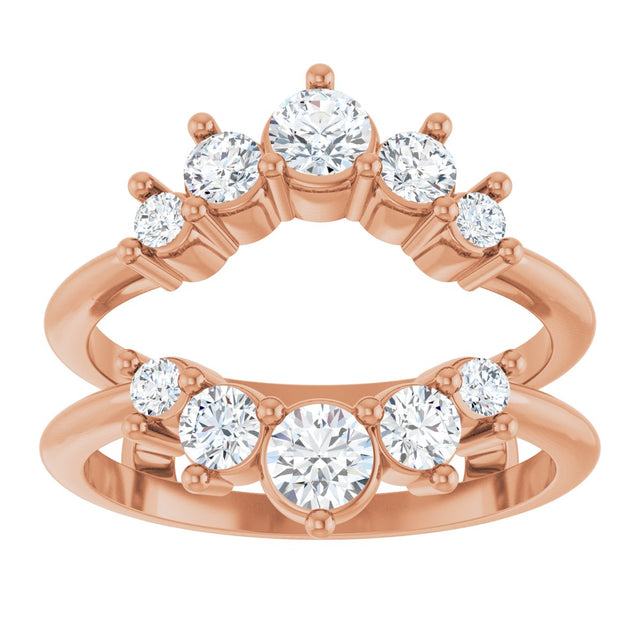14K Gold Round Natural Diamond Ring Guard – 2.2-3.5mm Stones - Rose Gold - view 3