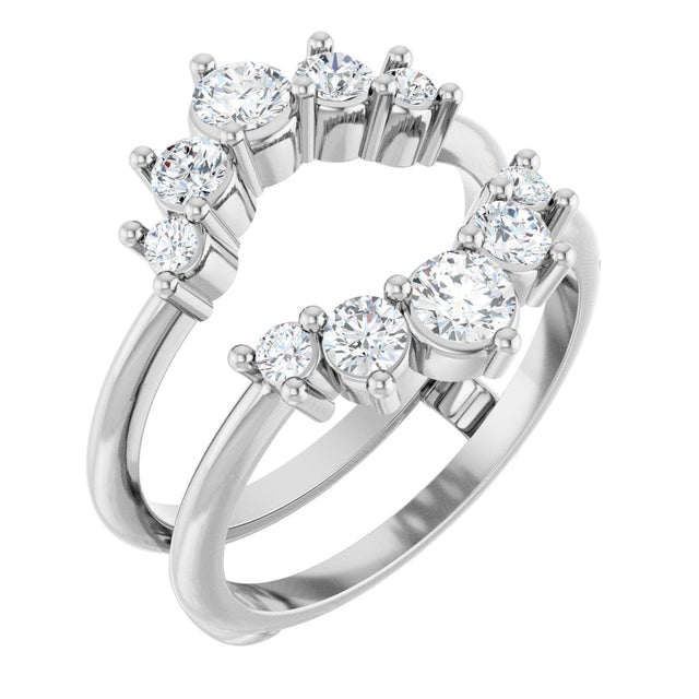 Platinum Round Natural Diamond Ring Guard – 2.2-3.5mm Stones