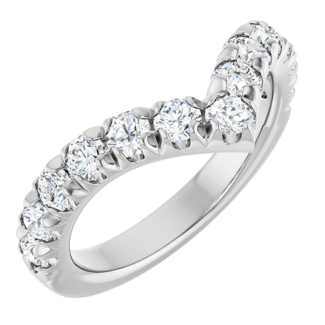 Platinum Round Lab-Grown Diamond V Contour Band – 1.3-3mm Stones