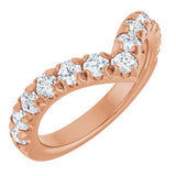 14K Gold Round Natural Diamond V Contour Band – 1.3-3mm Stones - Rose Gold