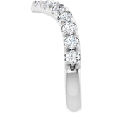 14K Gold Round Lab-Grown Diamond V Contour Band – 1.3-3mm Stones - White Gold - view 4