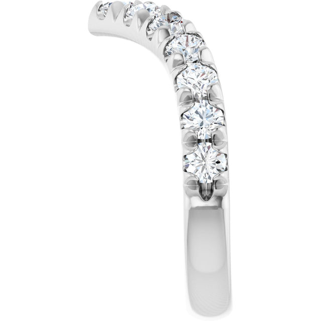 Platinum Round Natural Diamond V Contour Band – 1.3-3mm Stones - view 4
