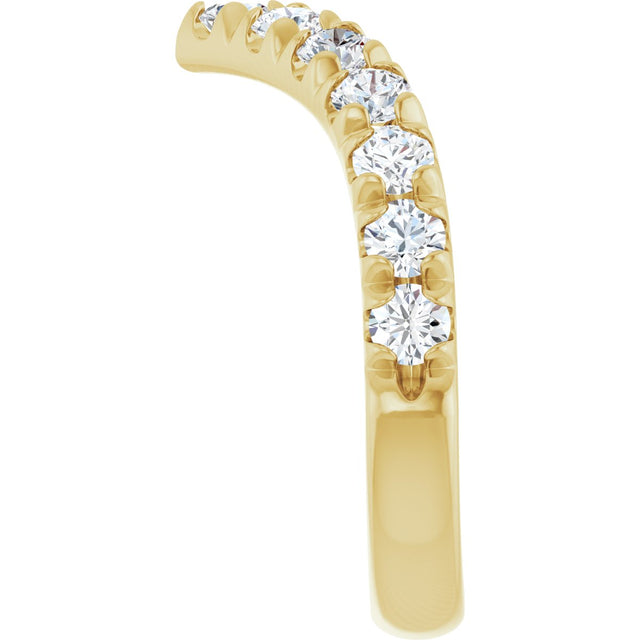 14K Gold Round Lab-Grown Diamond V Contour Band – 1.3-3mm Stones - Yellow Gold - view 4