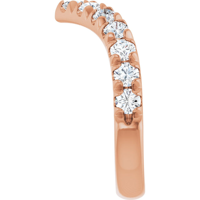 14K Gold Round Natural Diamond V Contour Band – 1.3-3mm Stones - Rose Gold - view 4