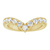 14K Gold Round Natural Diamond V Contour Band – 1.3-3mm Stones - Yellow Gold - view 3
