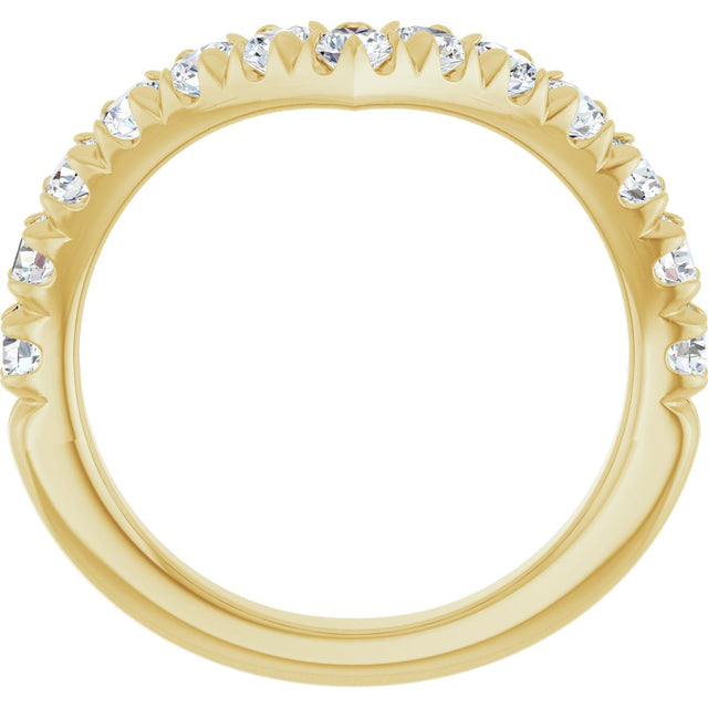 14K Gold Round Lab-Grown Diamond V Contour Band – 1.3-3mm Stones - Yellow Gold - view 2