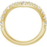 14K Gold Round Natural Diamond V Contour Band – 1.3-3mm Stones - Yellow Gold - view 2
