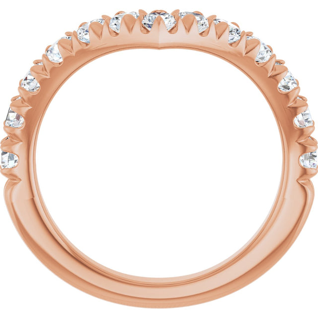 14K Gold Round Lab-Grown Diamond V Contour Band – 1.3-3mm Stones - Rose Gold - view 2