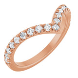 14K Gold Round Lab-Grown Diamond V Contour Band – 1.3-3mm Stones - Rose Gold