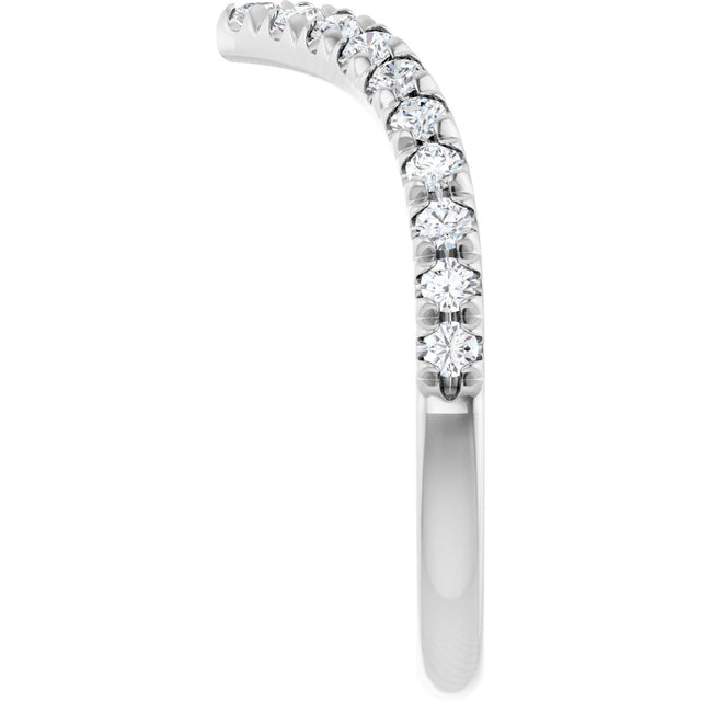14K Gold Round Natural Diamond V Contour Band – 1.3-3mm Stones - White Gold - view 4