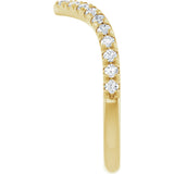 14K Gold Round Natural Diamond V Contour Band – 1.3-3mm Stones - Yellow Gold - view 4