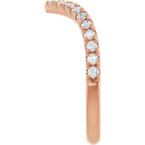 14K Gold Round Natural Diamond V Contour Band – 1.3-3mm Stones - Rose Gold - view 4