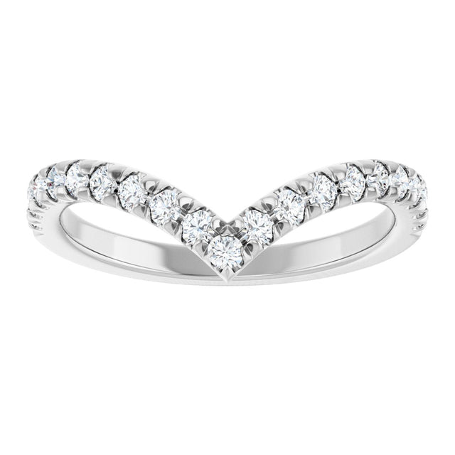 Platinum Round Natural Diamond V Contour Band – 1.3-3mm Stones - view 3
