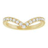 14K Gold Round Natural Diamond V Contour Band – 1.3-3mm Stones - Yellow Gold - view 3