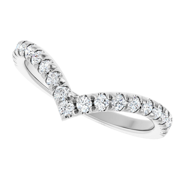 Platinum Round Natural Diamond V Contour Band – 1.3-3mm Stones - view 5