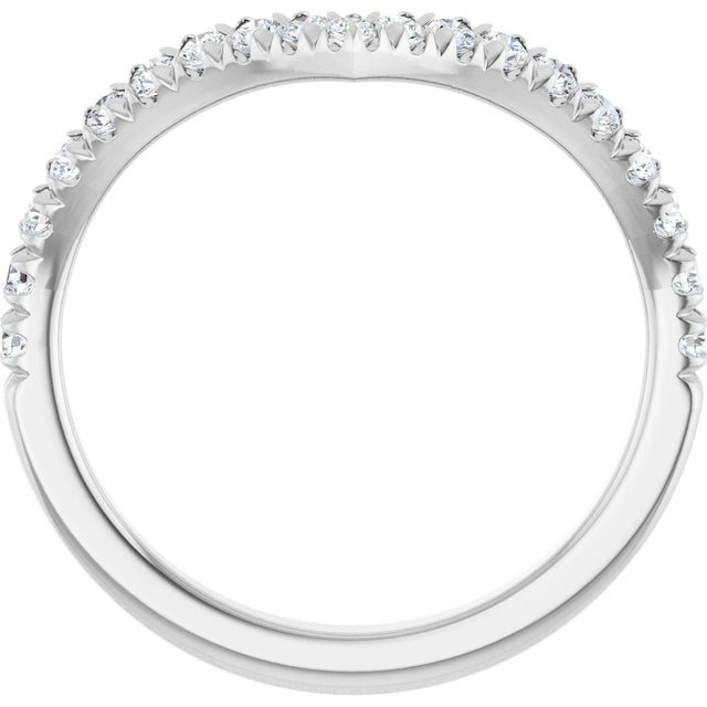 Platinum Round Natural Diamond V Contour Band – 1.3-3mm Stones - view 2