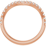 14K Gold Round Lab-Grown Diamond V Contour Band – 1.3-3mm Stones - Rose Gold - view 2