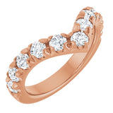 14K Gold Round Natural Diamond V Contour Band – 1.3-3mm Stones - Rose Gold