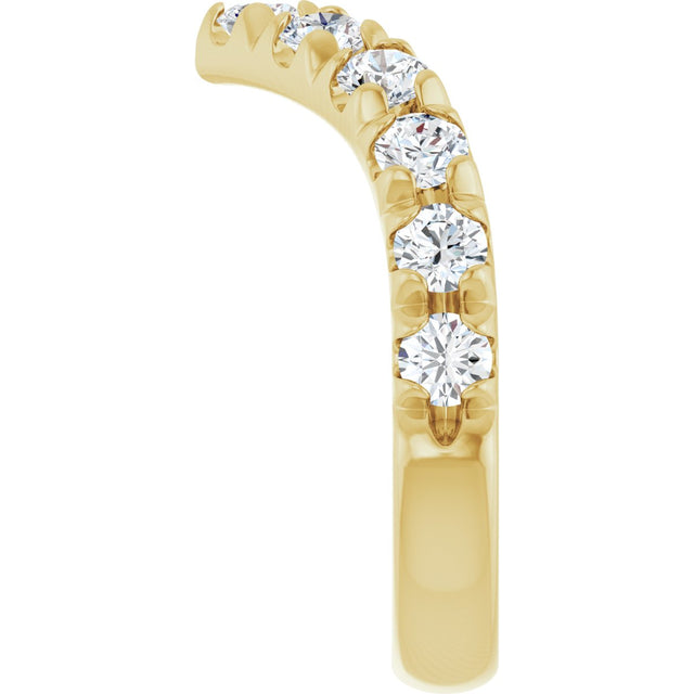 14K Gold Round Lab-Grown Diamond V Contour Band – 1.3-3mm Stones - Yellow Gold - view 4