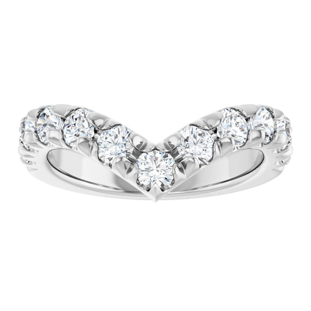 Platinum Round Natural Diamond V Contour Band – 1.3-3mm Stones - view 3