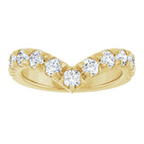 14K Gold Round Lab-Grown Diamond V Contour Band – 1.3-3mm Stones - Yellow Gold - view 3