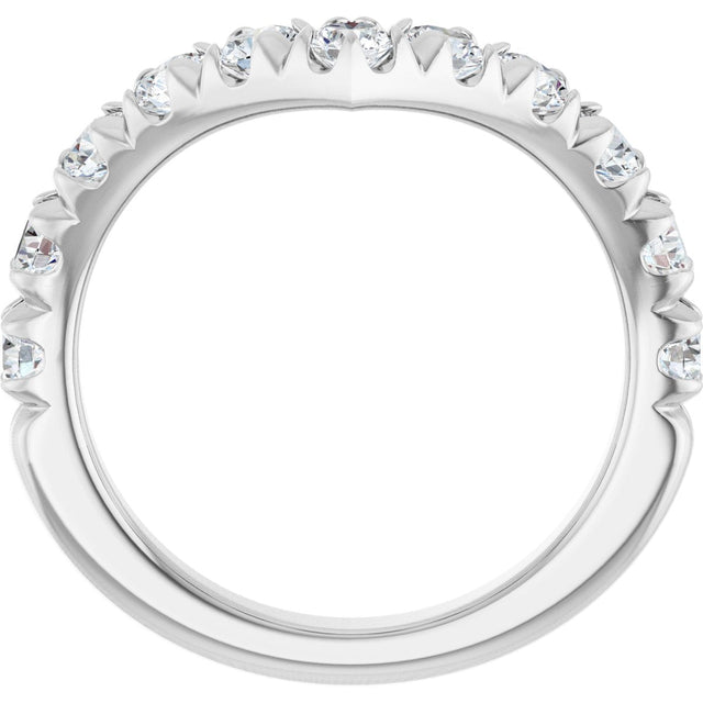 14K Gold Round Natural Diamond V Contour Band – 1.3-3mm Stones - White Gold - view 2