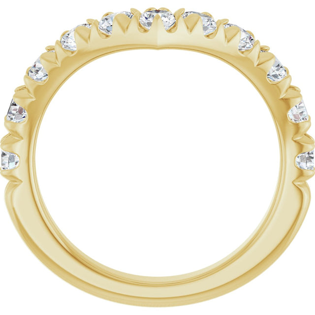 14K Gold Round Lab-Grown Diamond V Contour Band – 1.3-3mm Stones - Yellow Gold - view 2