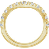 14K Gold Round Natural Diamond V Contour Band – 1.3-3mm Stones - Yellow Gold - view 2