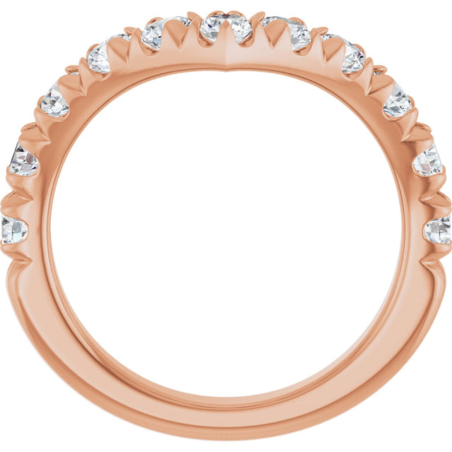 14K Gold Round Natural Diamond V Contour Band – 1.3-3mm Stones - Rose Gold - view 2