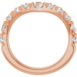 14K Gold Round Lab-Grown Diamond V Contour Band – 1.3-3mm Stones - Rose Gold - view 2