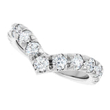 Platinum Round Natural Diamond V Contour Band – 1.3-3mm Stones - view 5