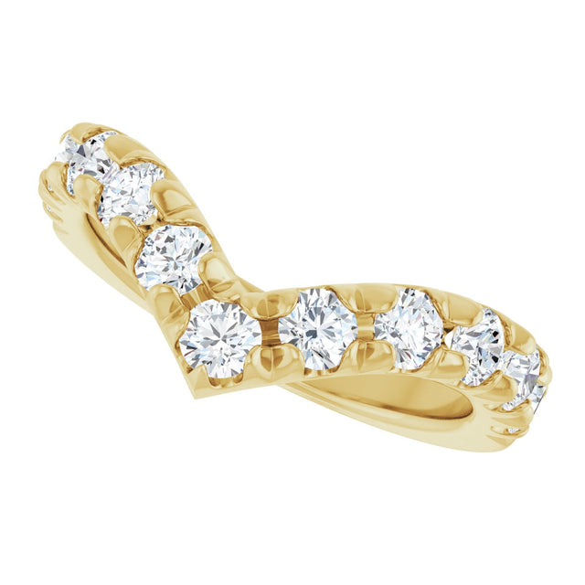 14K Gold Round Lab-Grown Diamond V Contour Band – 1.3-3mm Stones - Yellow Gold - view 5