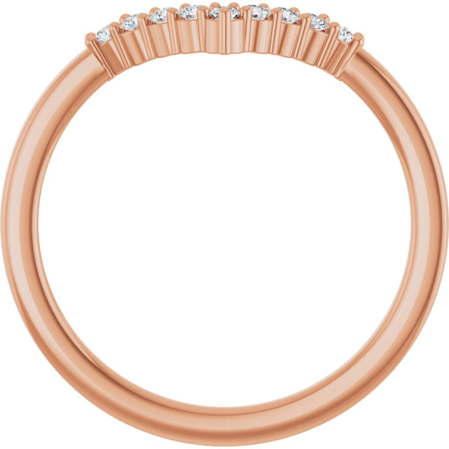 14K Gold Round Natural Diamond Accented Contour Band - 1/8-1/2 CTW - Rose Gold - view 7