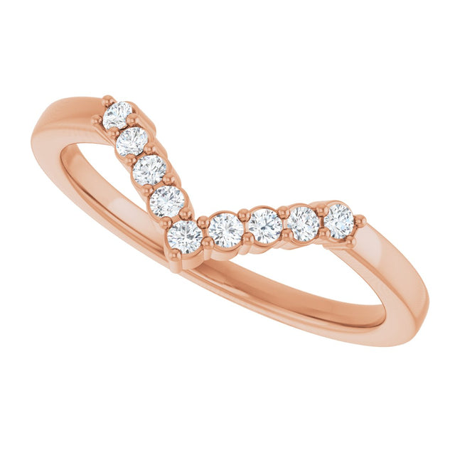 14K Gold Round Lab-Grown Diamond Accented Contour Band - 1/8-1/2 CTW - Rose Gold - view 10