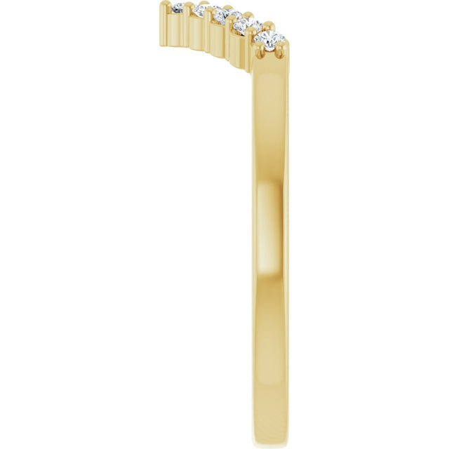 14K Gold Round Lab-Grown Diamond Accented Contour Band - 1/8-1/2 CTW - Yellow Gold - view 9