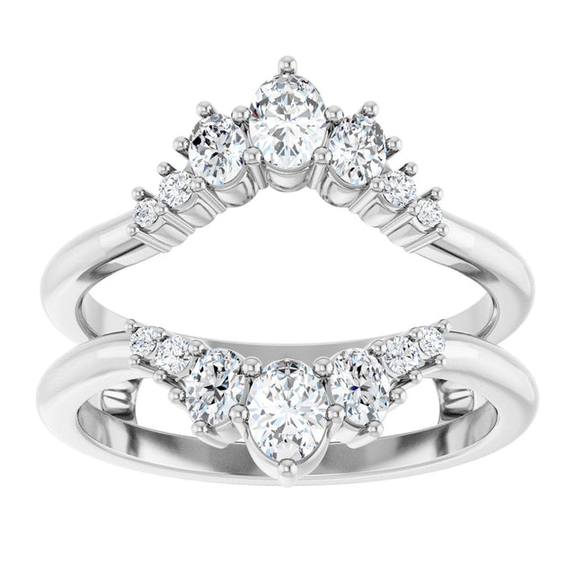 14K Gold Oval Natural Diamond Ring Guard - 5/8 CTW - White Gold - view 8