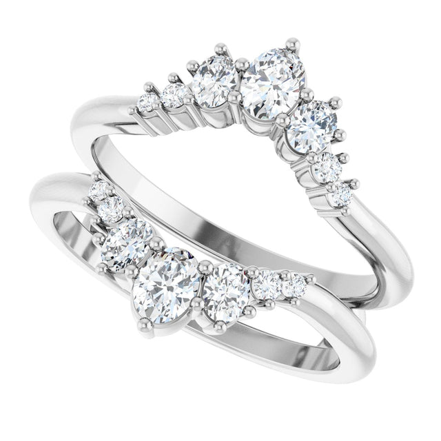 Platinum Oval Natural Diamond Ring Guard - 5/8 CTW - view 10