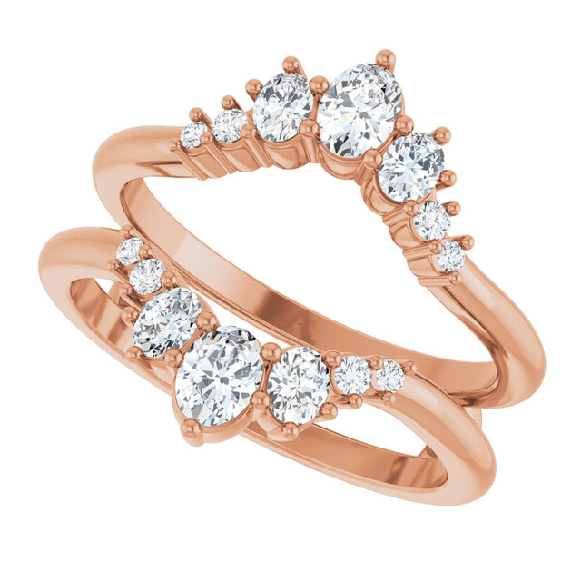 14K Gold Oval Natural Diamond Ring Guard - 5/8 CTW - Rose Gold - view 10