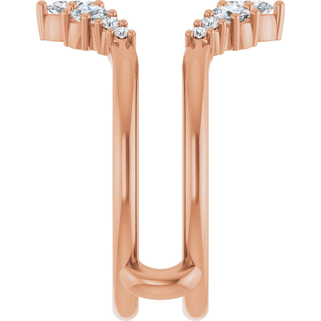14K Gold Oval Natural Diamond Ring Guard - 5/8 CTW - Rose Gold - view 9
